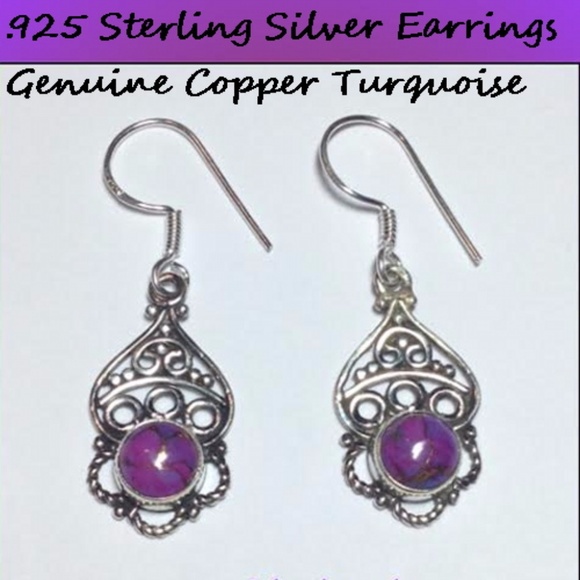 (3 pr) Copper Turquoise Artisan Hand Crafted Earrings - Picture 2 of 4